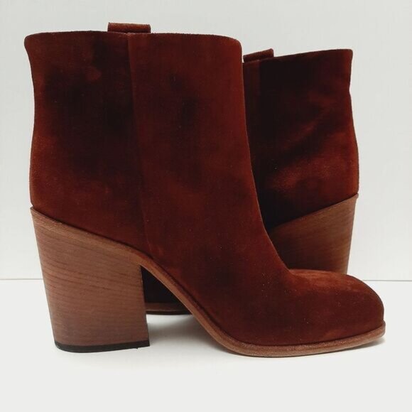 NOW Made in Italy Suede Slip-On Ankle Boot Block Heel Maroon Wine Red Sz Euro 40 - Picture 11 of 16